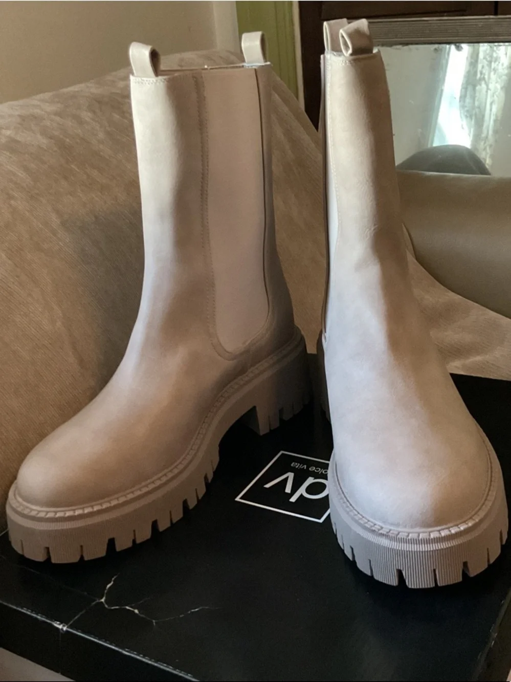 Dolce Vita Taupe Chunky Chelsea Ankle Boots